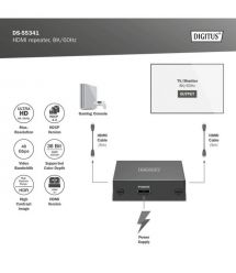 Digitus Повторитель HDMI, 8K/60 Гц (10 м 8K/60 Гц), (13 м 4K/60 Гц)