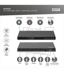 Digitus Переключатель 4x2 HDMI Matrix Switch / Multi-Viewer, 4K/30Hz