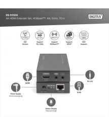 Digitus Набор удлинителей HDMI, HDBaseT, UHD 4K*2K@30Гц, (Cat 5E, 6, 7), 70м