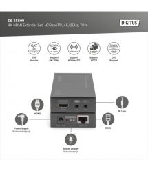 Digitus Набор удлинителей HDMI, HDBaseT, UHD 4K*2K@30Гц, (Cat 5E, 6, 7), 70м