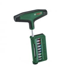 Bosch Отвертка для бит, Т-образное рукоятка, 19 насадок, 100мм, сталь CrV