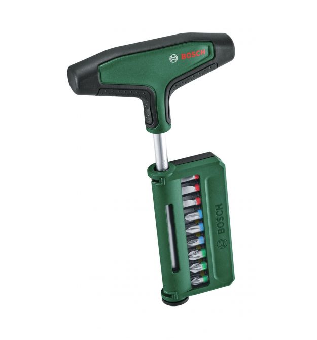 Bosch Отвертка для бит, Т-образное рукоятка, 19 насадок, 100мм, сталь CrV
