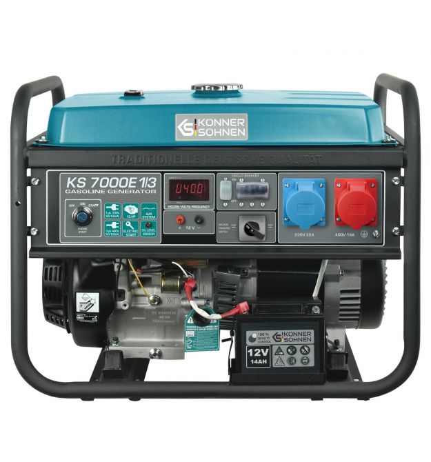 Könner & Söhnen Генератор бензиновый KS KS7000E1/3, 230/400В, 5/5.5кВт, 3Фазы, электростартер, 81кг
