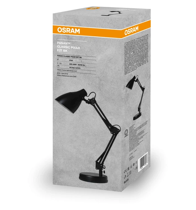 Osram Лампа настольная Panan CLASSIC PIXAR E27, черный