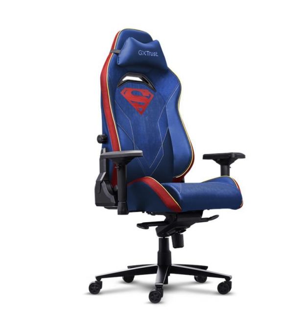 Trust Кресло GXT721SM Ruya Pro Superman edition, ПУ кожа, Foldable Armrests, синий