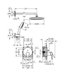 Grohe Душевая система QuickFix Start скрытого монтажа с Vitalio Start 250, хром