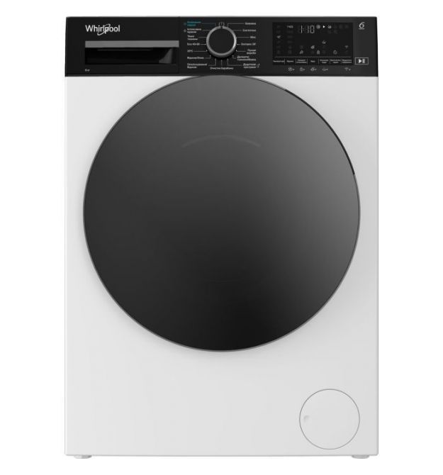 Whirlpool Стиральная машина фронтальная, 8кг, 1400, C, 55см, дисплей, пара, инвертор, люк черный, белый