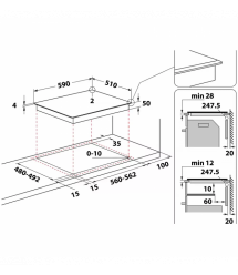 Whirlpool Whirlpool Hob induction, 60cm, Flex zone, beige