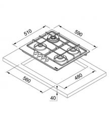 Franke Варочная поверхность газовая, 60 см, чугун, нержавеющая сталь