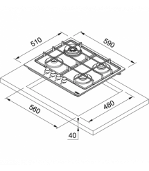 Franke Варочная поверхность газовая, 60см, эмалированная, черная