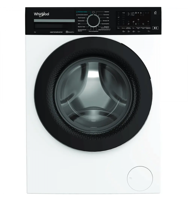 Whirlpool Whirlpool WM front load, 7kg, 1400, A, 49.6cm, display, steam, invertor, black door, white