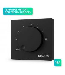 Navin Терморегулятор EH84BM-16A 5...35 °C для теплого пола механический накладной проводной датчик 16A 230В черный