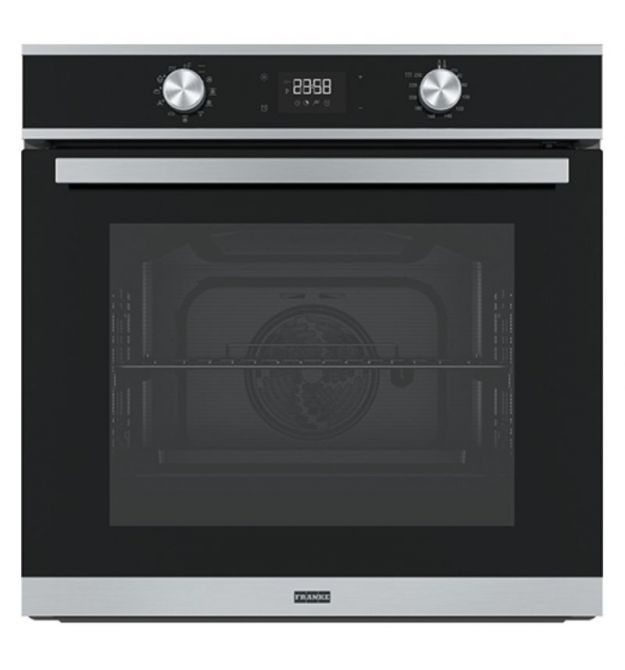 Franke Духовой шкаф электрический, 71л, пиролиз, сенсорное управление, дисплей, таймер, черный+нерж