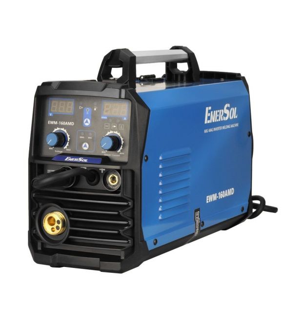 EnerSol Сварочный инверторный полуавтомат EWM-160AMD (проволока до 1мм + электрод до 5мм) 20-160А 7.2кВт 160-260В 10.8кг