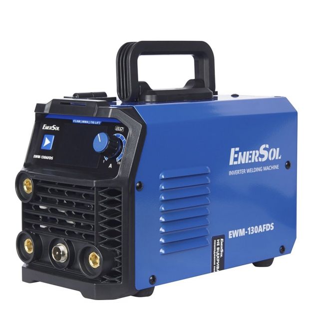 EnerSol Сварочный инверторный полуавтомат EWM-130AFDS (проволока 0.8мм + электрод 4мм) 20-160А 5.1кВт 160-260В 5.49кг