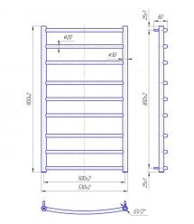Mario Полотенцесушитель водяной Классик, 900x530x500мм, комби подключение, нерж.сталь, хром
