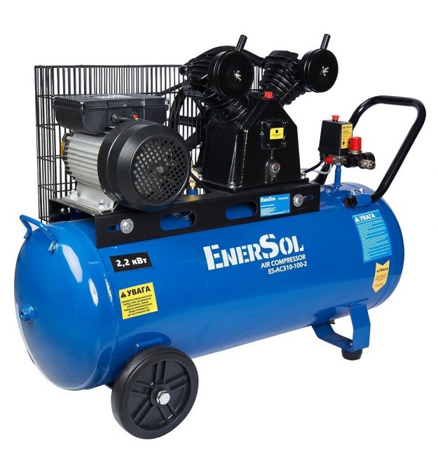 EnerSol Компрессор воздушный ES-AC310-100-2 безмасляный 2.2кВт, 100л, 311л/мин, 8бар, 69.4кг