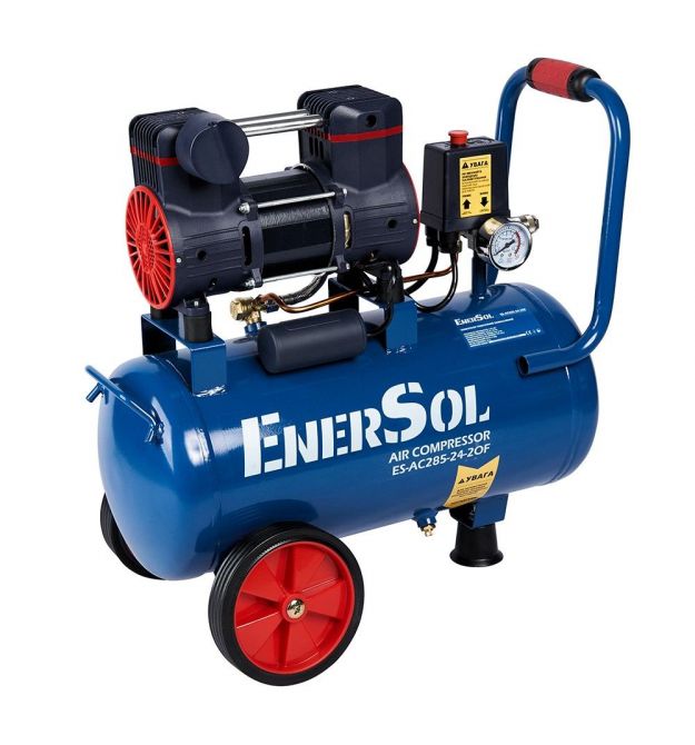 EnerSol Компрессор воздушный ES-AC285-24-2OF безмасляный 230В 1.08кВт, 24л, 285л/мин, 8бар, 14.5кг