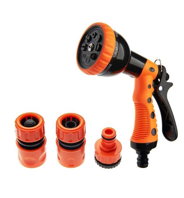 SEQUOIA Ороситель ручной SWSKIT3 пистолетный пластик цинк 8 режимов регулировки напора воды коннектор 2шт штуцер 0.3кг