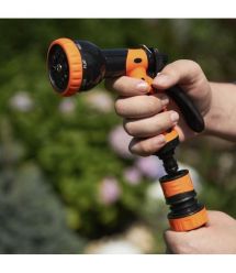 SEQUOIA Ороситель ручной SWSKIT3 пистолетный пластик цинк 8 режимов регулировки напора воды коннектор 2шт штуцер 0.3кг