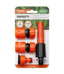 SEQUOIA Ороситель ручной SWSKIT1 прямой пластик цинк 2 режима коннектор 2шт штуцер 0.1кг