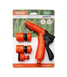 SEQUOIA Ороситель ручной SWSKIT2 пистолетный пластик цинк 2 режима регулировки напора воды коннектор 2шт штуцер 0.2кг