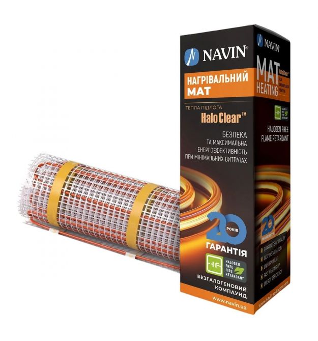 Navin Мат нагревательный HaloClear 190/830 двухжильный для систем отопления 4.0м кв, 0.5х8.0м 830Вт 230В
