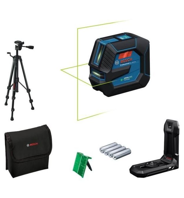 Bosch Нівелір лазерний Bosch Professional GLL 20-22 G 3.7В/4АА до 20м ±0.3мм/м зелений промінь чохол штатив IP 65 0.59кг