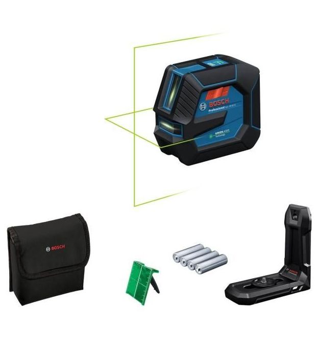 Bosch Нівелір лазерний Bosch Professional GLL 20-22 G 3.7В/4АА до 20м ±0.3мм/м зелений промінь чохол IP 65 0.59кг