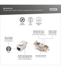Digitus Патч-панель CАТ 6А STP, 19", 1U, 24 порта, модульная