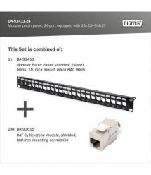 Digitus Патч-панель CАТ 6А STP, 19", 1U, 24 порта, модульная