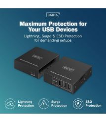 Digitus Удлинитель USB 3.2 Gen1, для использования с кабелем Cat6A, до 100 м, 3 х USB-A, 1 x USB-C, черный