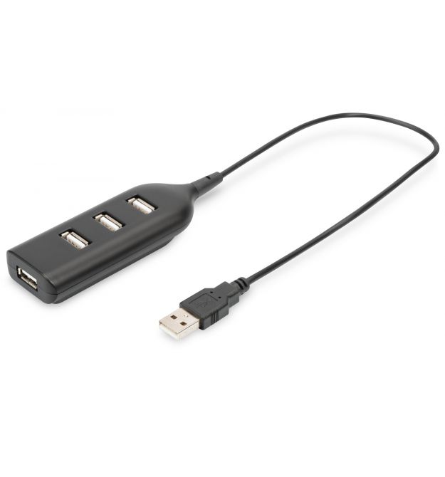 Digitus Концентратор USB 2.0, 4 порти, пасивний, чорний