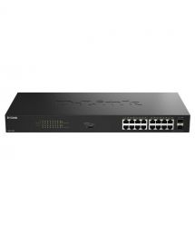 D-Link Коммутатор DGS-1018P 16x1GE PoE+, 240W, 30Вт/порт, Неуправляемый