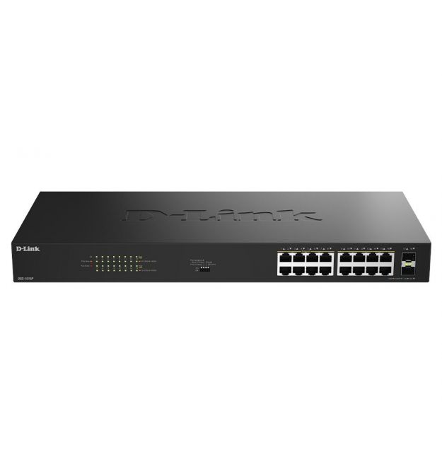 D-Link Коммутатор DGS-1018P 16x1GE PoE+, 240W, 30Вт/порт, Неуправляемый