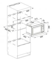 Franke Мікрохвильова піч Franke вбудовувана, 25л, 900Вт, гриль, дисплей, сенсорн, чорне скло+нерж