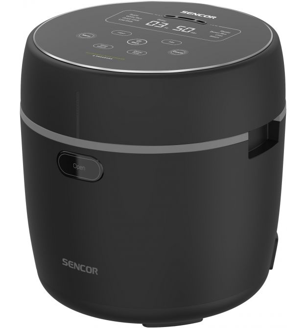 Sencor Рисоварка 350Вт, чаша-0.6л, LED дисплей, алюминий, нерж.сталь, пластик, черный