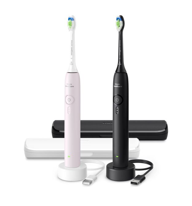 Philips Philips toothbrush electric Sonicare 3100 series, set, 2pcs in a set, black, pink