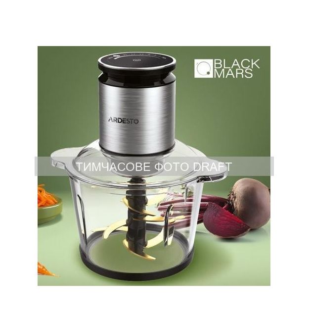 ARDESTO Подрібнювач Ardesto, 800Вт, чаша 3000мл, скло, корпус-нерж. сталь, чорний