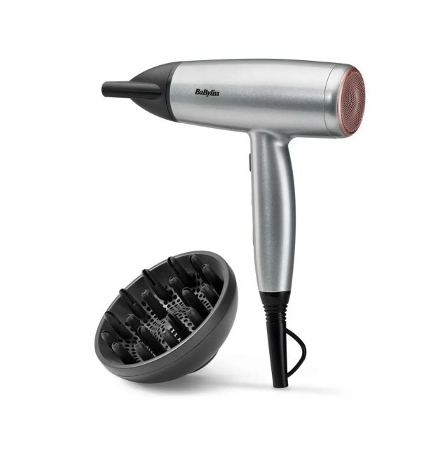 BaByliss Фен Babyliss Cosmos, 2100Вт, 3 режими, іонізація, хол. обдув, 2 насадки, сірий