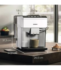 Siemens Кофемашина 1.9л, зерно + молотая, автомат.капучинатор, авторецептов - 10, белый