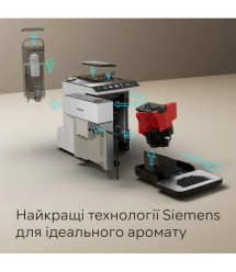 Siemens Кофемашина 1.9л, зерно + молотая, автомат.капучинатор, авторецептов - 10, белый