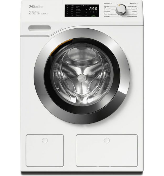 Miele Стиральная машина WEG 895 WCS фронтальная, 9кг, 1400, A+++, 63.6см, дисплей, инвертор, автодоз, люк хром, белый