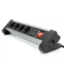 Digitus Блок розеток Office, 4xSchuko 16A, 2xUSB 2A, выключатель, 1.5м, вилка Schuko