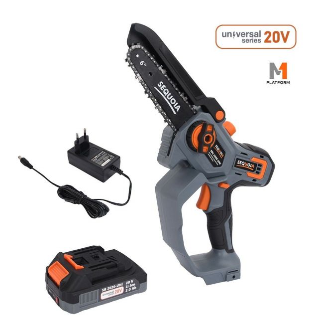 SEQUOIA Пила цепная аккумуляторная SBC2006-UNI 20В акб 1х2.0А·ч шина 15см 1/4" 6.5м/с 2.05кг