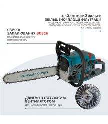 Könner & Söhnen Пила цепная бензиновая KS CS21G-16 33см 45см3 5.6кг
