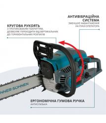 Könner & Söhnen Пила цепная бензиновая KS CS21G-16 33см 45см3 5.6кг