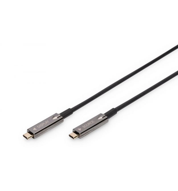 Digitus Кабель USB-C UHD 4K, AOC hybrid-fiber, type C M/M, 10м, черный