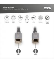 Digitus Кабель USB-C UHD 4K, AOC hybrid-fiber, type C M/M, 10м, черный