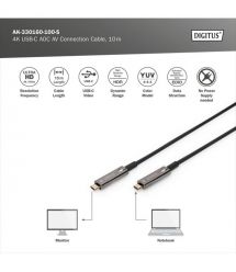 Digitus Кабель USB-C UHD 4K, AOC hybrid-fiber, type C M/M, 10м, черный